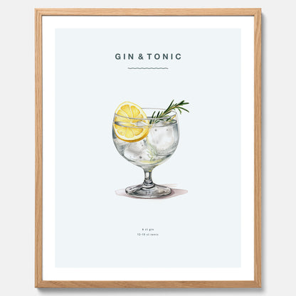 Tavla med en Gin och Tonic drink poster.