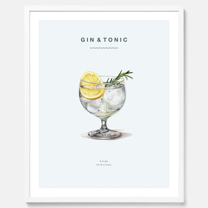 Tavla med en Gin och Tonic drink poster.