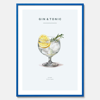 Tavla med en Gin och Tonic drink poster.