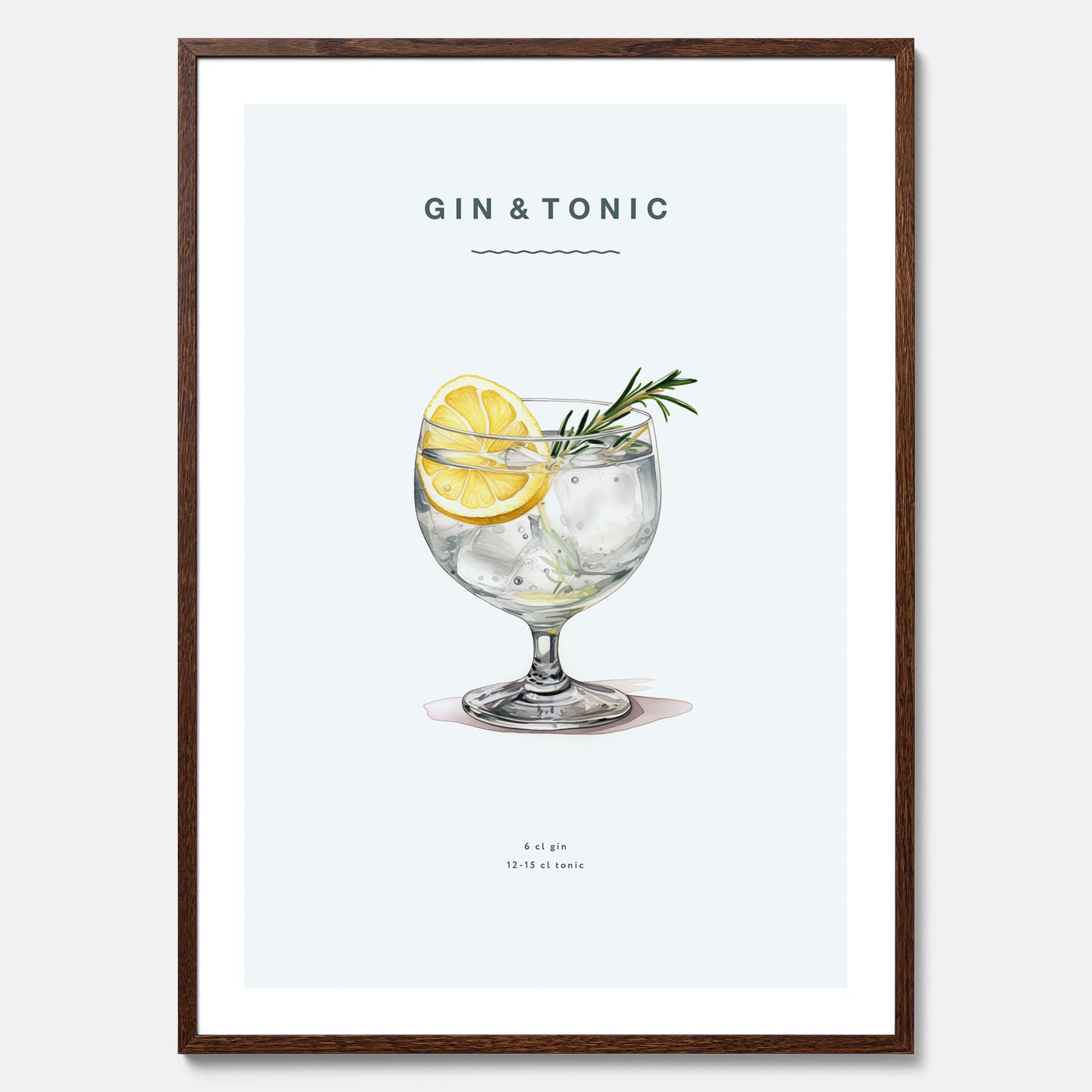 Tavla med en Gin och Tonic drink poster.