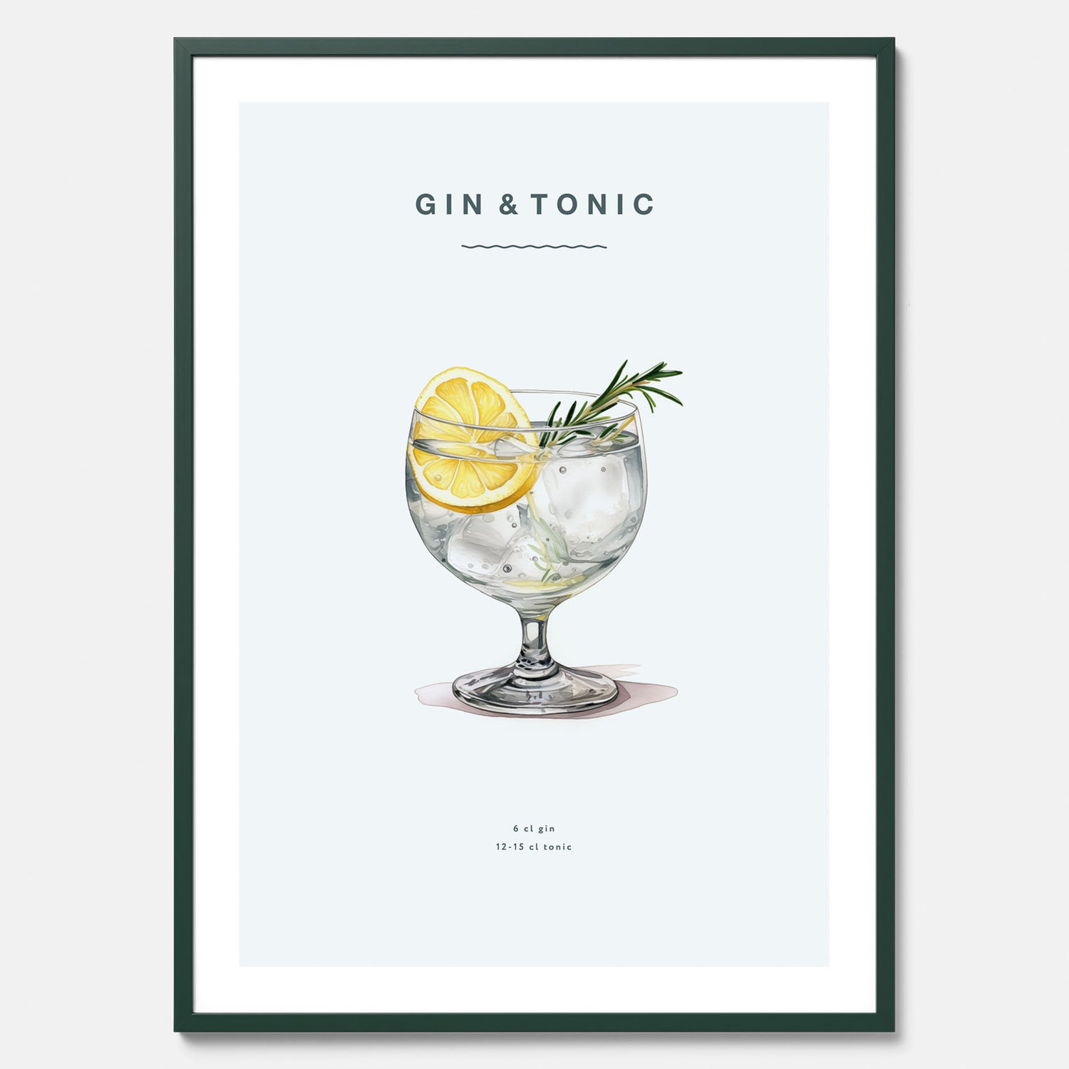 Tavla med en Gin och Tonic drink poster.