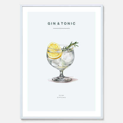 Tavla med en Gin och Tonic drink poster.