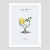 Tavla med en Gin och Tonic drink poster.