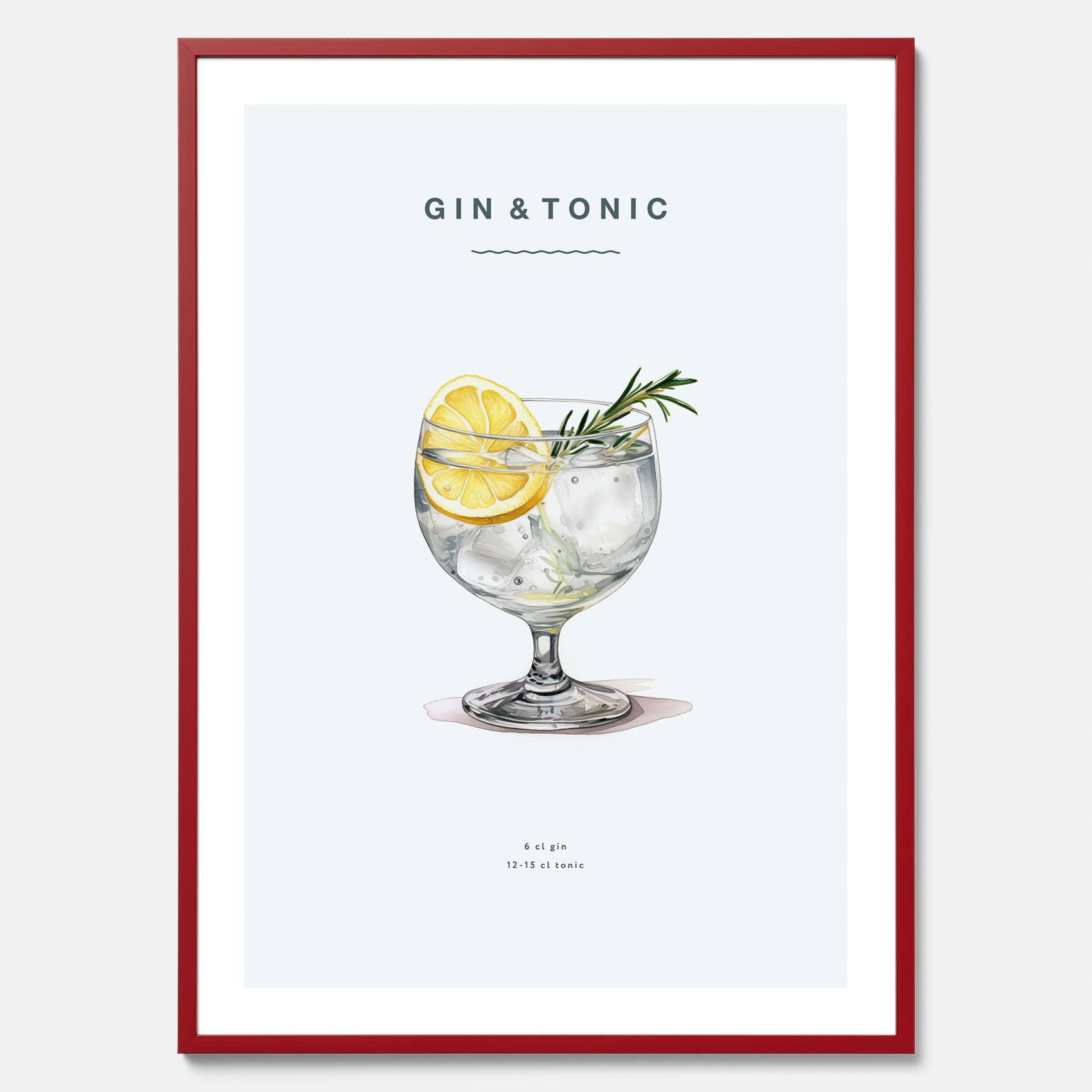 Tavla med en Gin och Tonic drink poster.