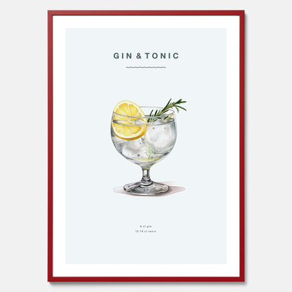 Tavla med en Gin och Tonic drink poster.