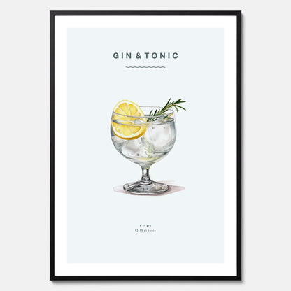 Tavla med en Gin och Tonic drink poster.