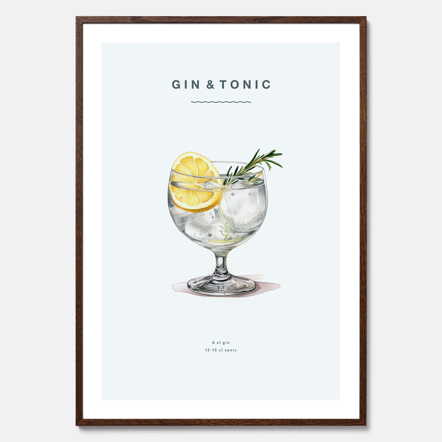 Tavla med en Gin och Tonic drink poster.