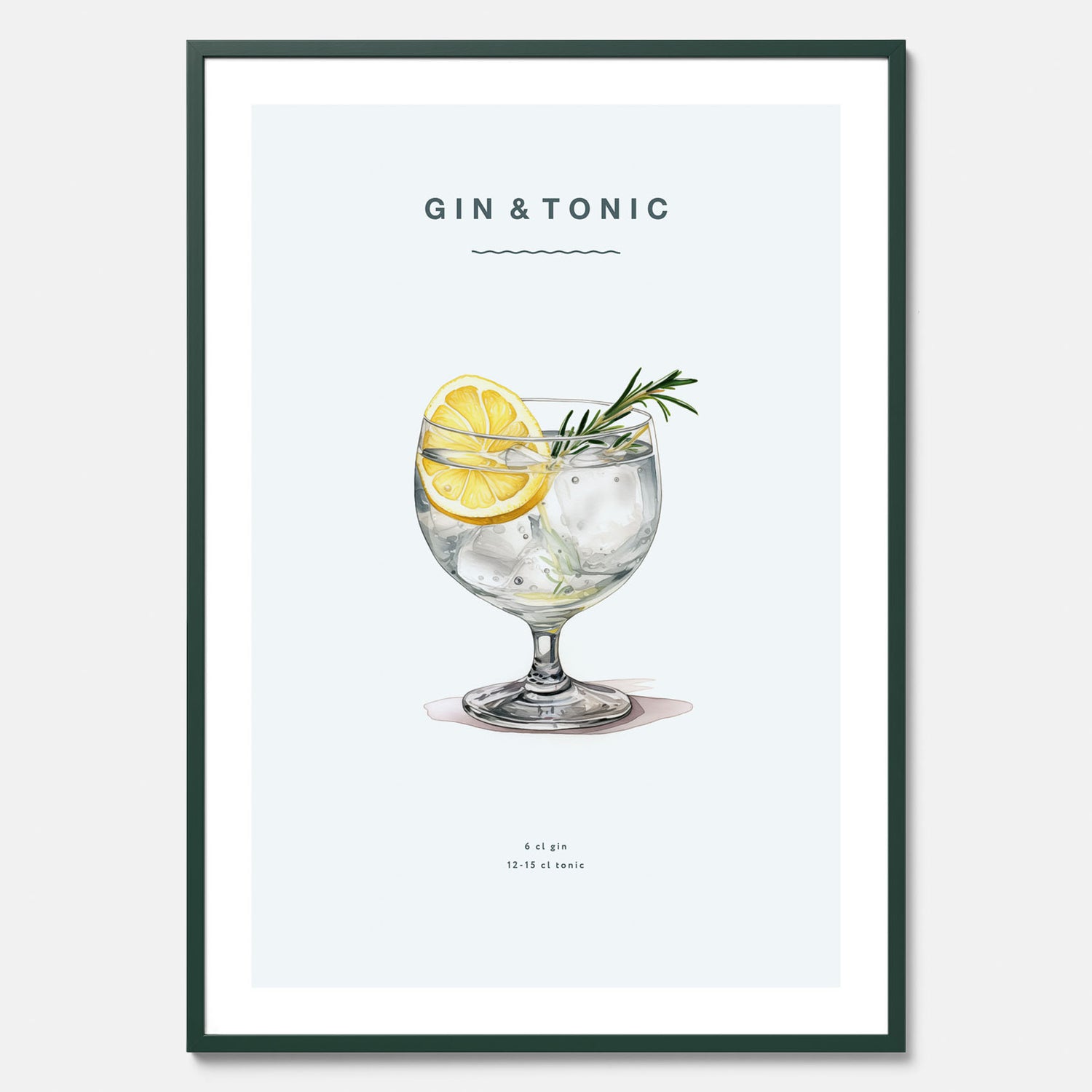 Tavla med en Gin och Tonic drink poster.