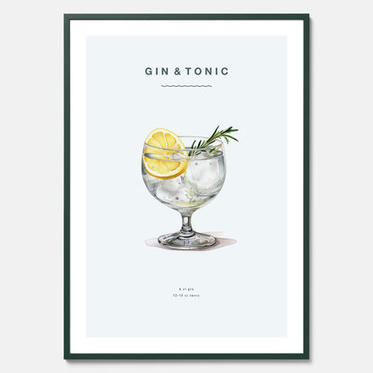 Tavla med en Gin och Tonic drink poster.