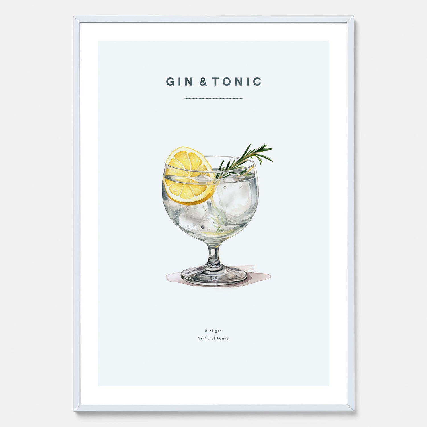 Tavla med en Gin och Tonic drink poster.