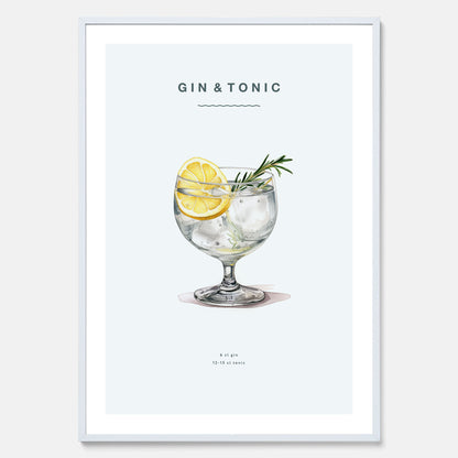 Tavla med en Gin och Tonic drink poster.