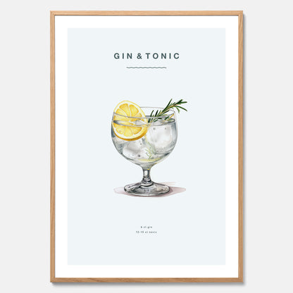 Tavla med en Gin och Tonic drink poster.