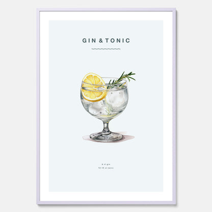 Tavla med en Gin och Tonic drink poster.