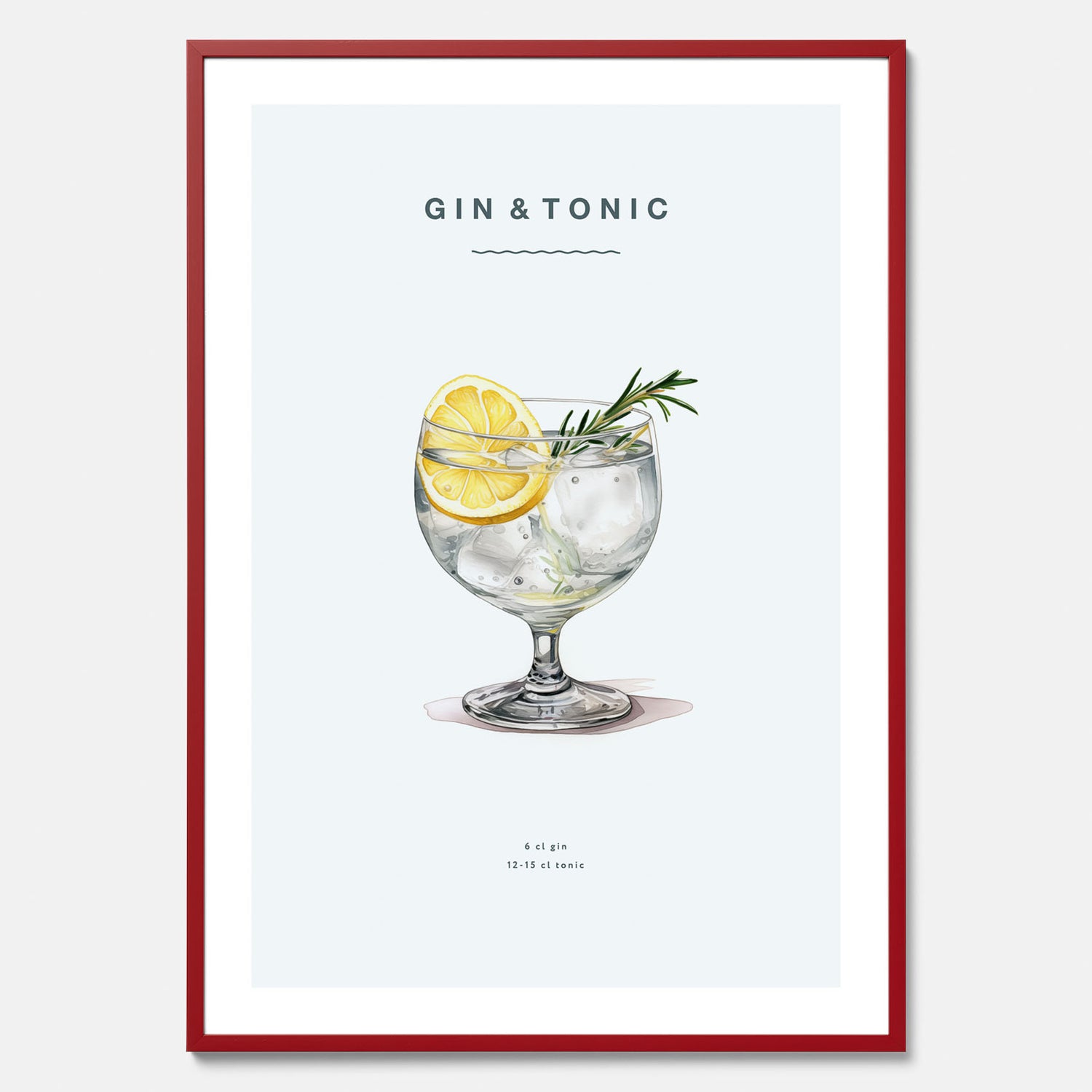 Tavla med en Gin och Tonic drink poster.