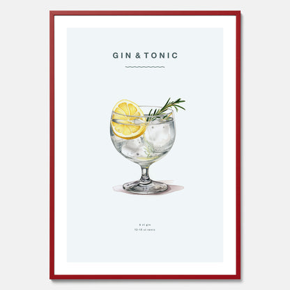 Tavla med en Gin och Tonic drink poster.