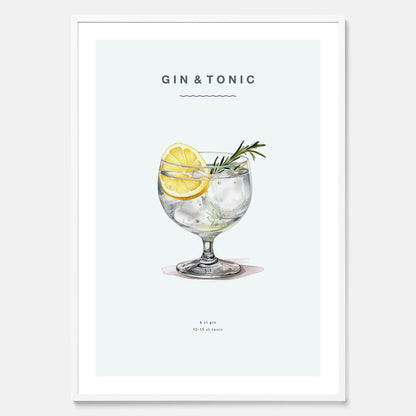 Tavla med en Gin och Tonic drink poster.