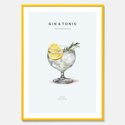 Tavla med en Gin och Tonic drink poster.