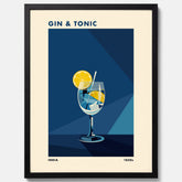 Tavla med en Gin och Tonic drink poster, drinkposter för bar och restaurang