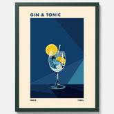 Tavla med en Gin och Tonic drink poster, drinkposter för bar och restaurang
