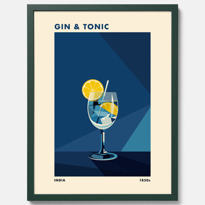 Tavla med en Gin och Tonic drink poster, drinkposter för bar och restaurang