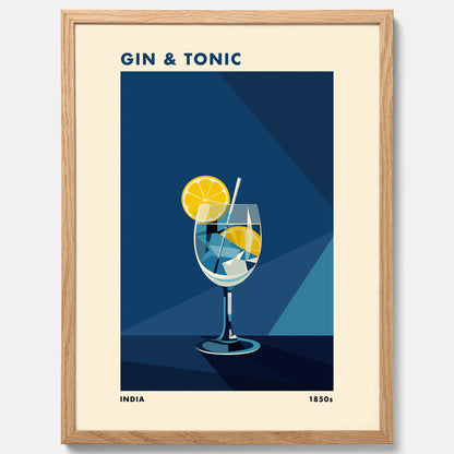 Tavla med en Gin och Tonic drink poster, drinkposter för bar och restaurang