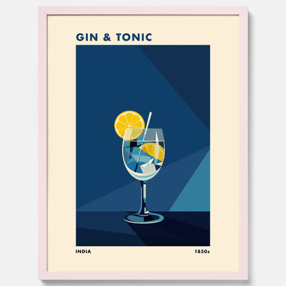 Tavla med en Gin och Tonic drink poster, drinkposter för bar och restaurang