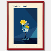Tavla med en Gin och Tonic drink poster, drinkposter för bar och restaurang