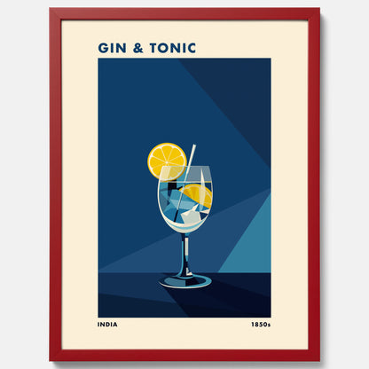 Tavla med en Gin och Tonic drink poster, drinkposter för bar och restaurang