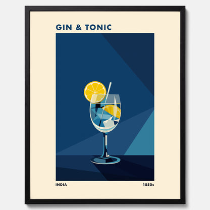 Tavla med en Gin och Tonic drink poster, drinkposter för bar och restaurang