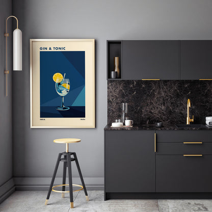 Tavla med en Gin och Tonic drink poster, drinkposter för bar och restaurang