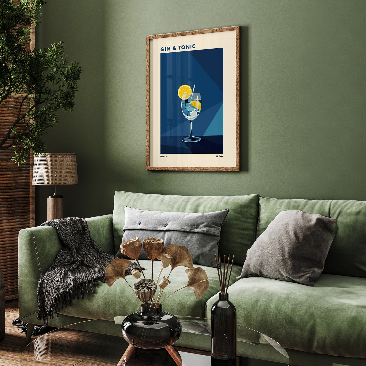 Tavla med en Gin och Tonic drink poster, drinkposter för bar och restaurang