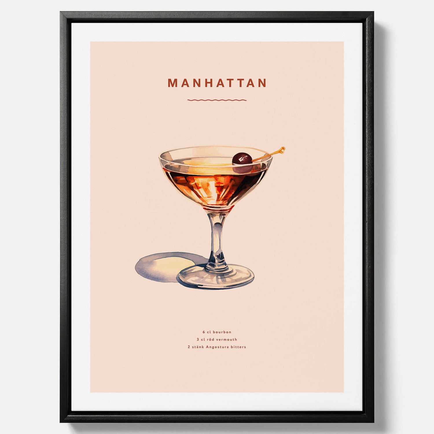 Canvastavla med en Manhattan-drink - Cocktailposter
