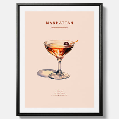 Canvastavla med en Manhattan-drink - Cocktailposter