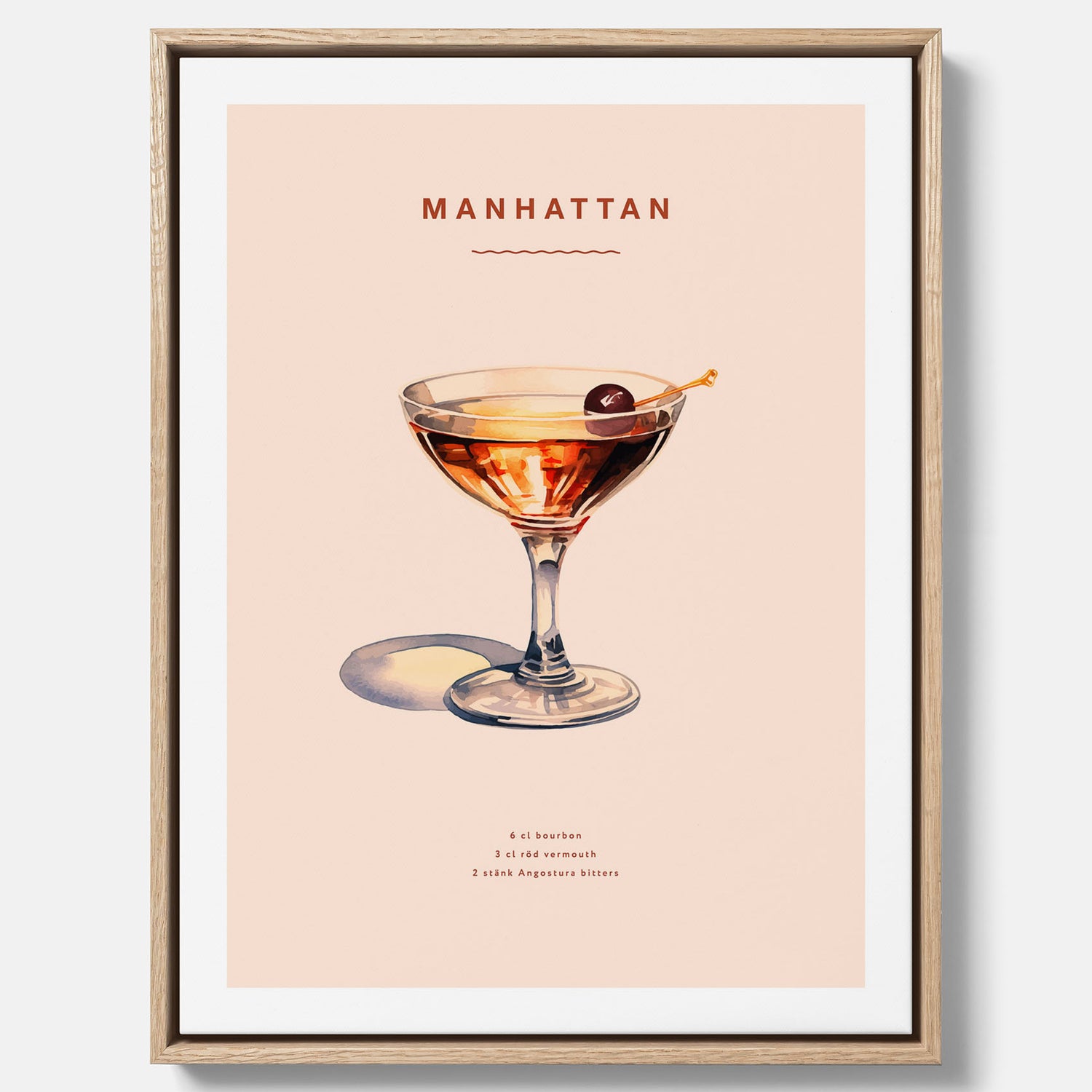 Canvastavla med en Manhattan-drink - Cocktailposter