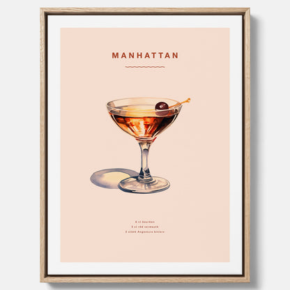 Canvastavla med en Manhattan-drink - Cocktailposter