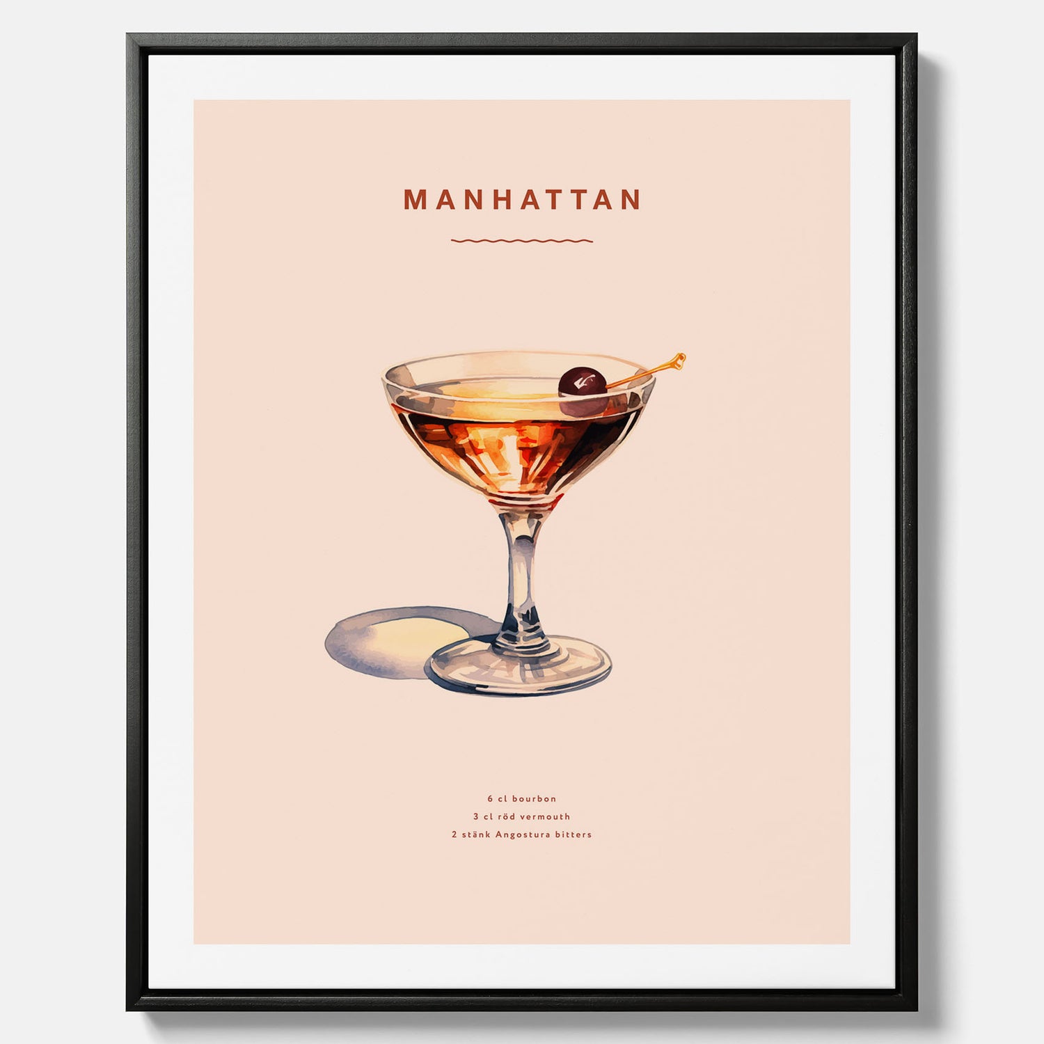 Canvastavla med en Manhattan-drink - Cocktailposter