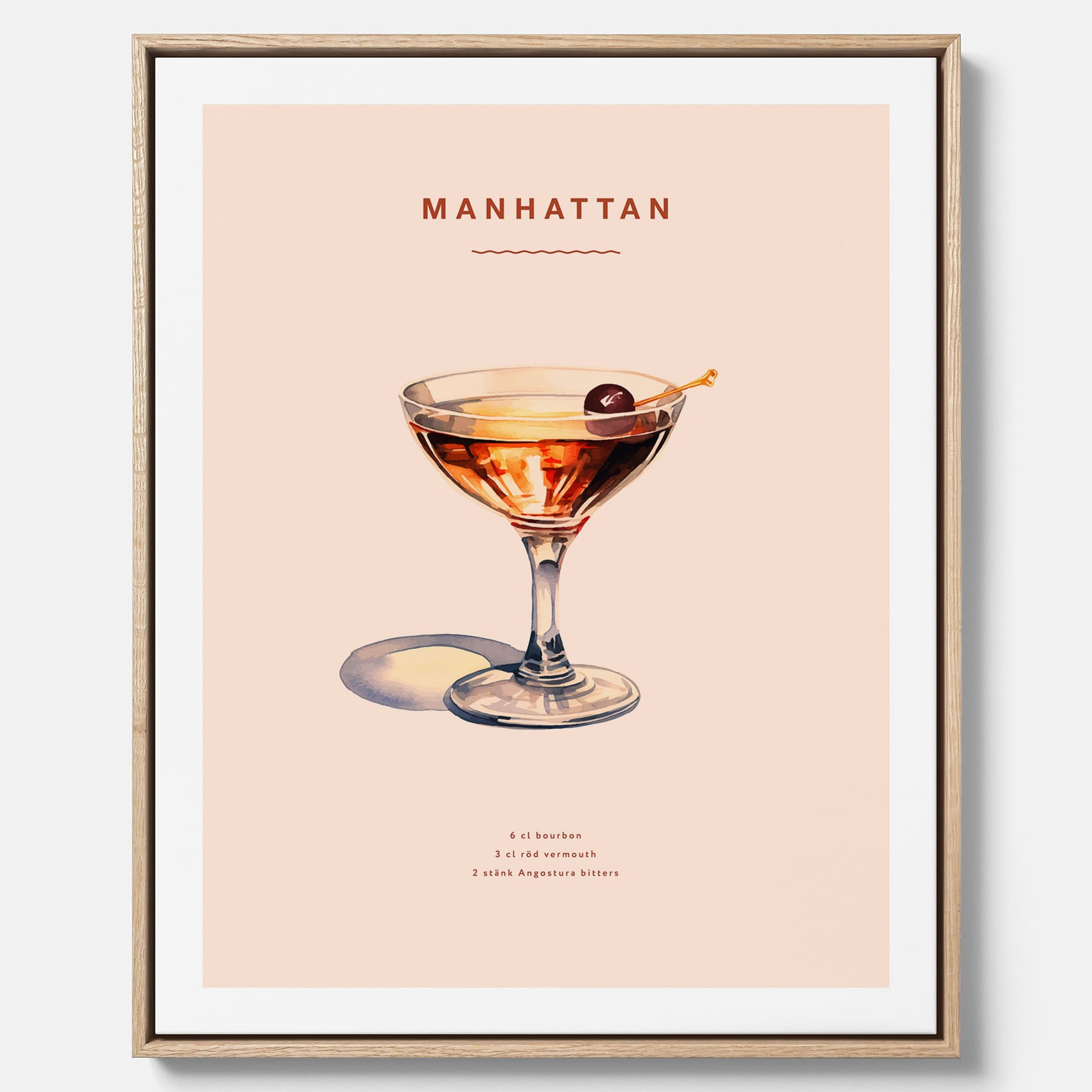 Canvastavla med en Manhattan-drink - Cocktailposter