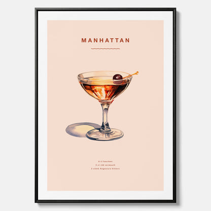 Canvastavla med en Manhattan-drink - Cocktailposter
