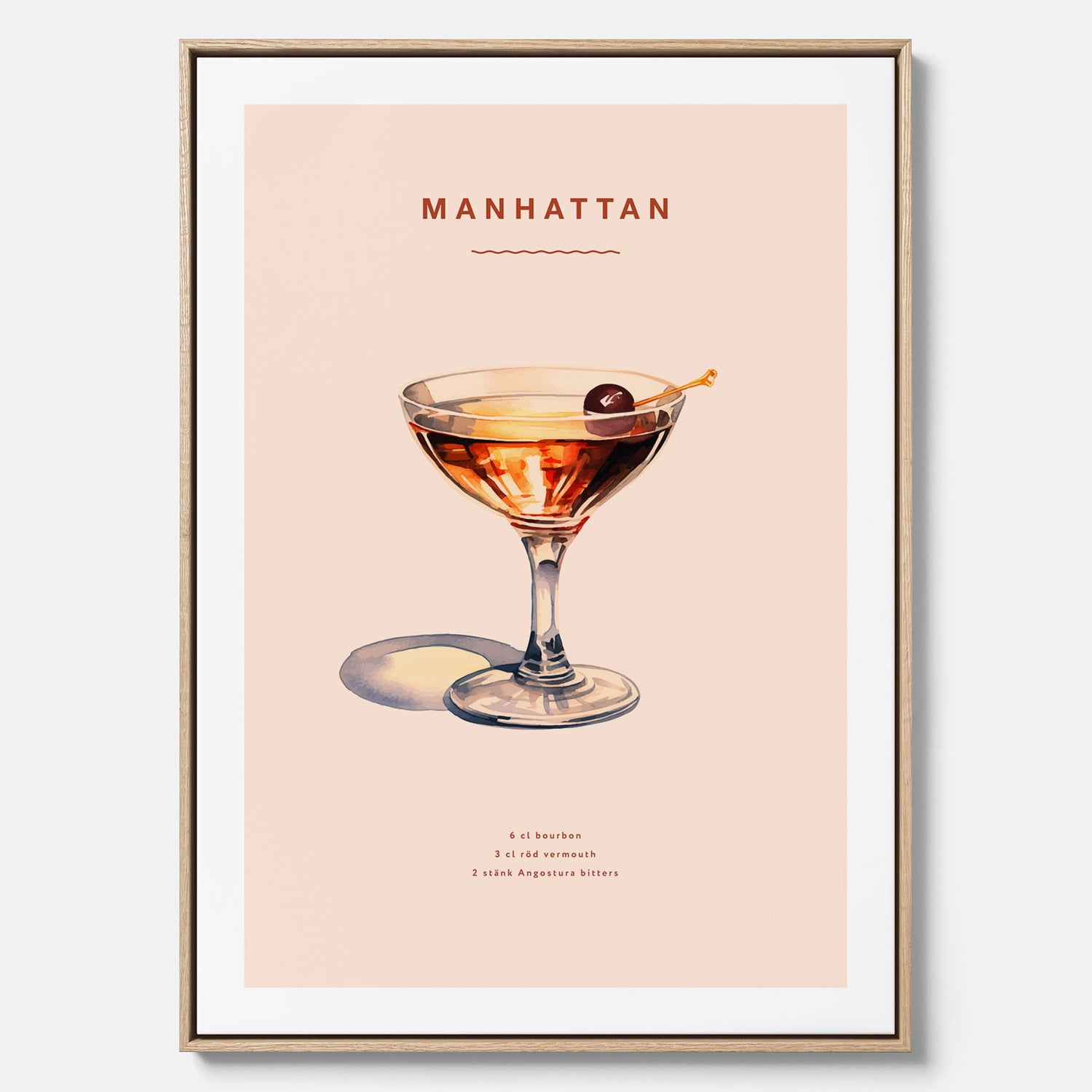 Canvastavla med en Manhattan-drink - Cocktailposter