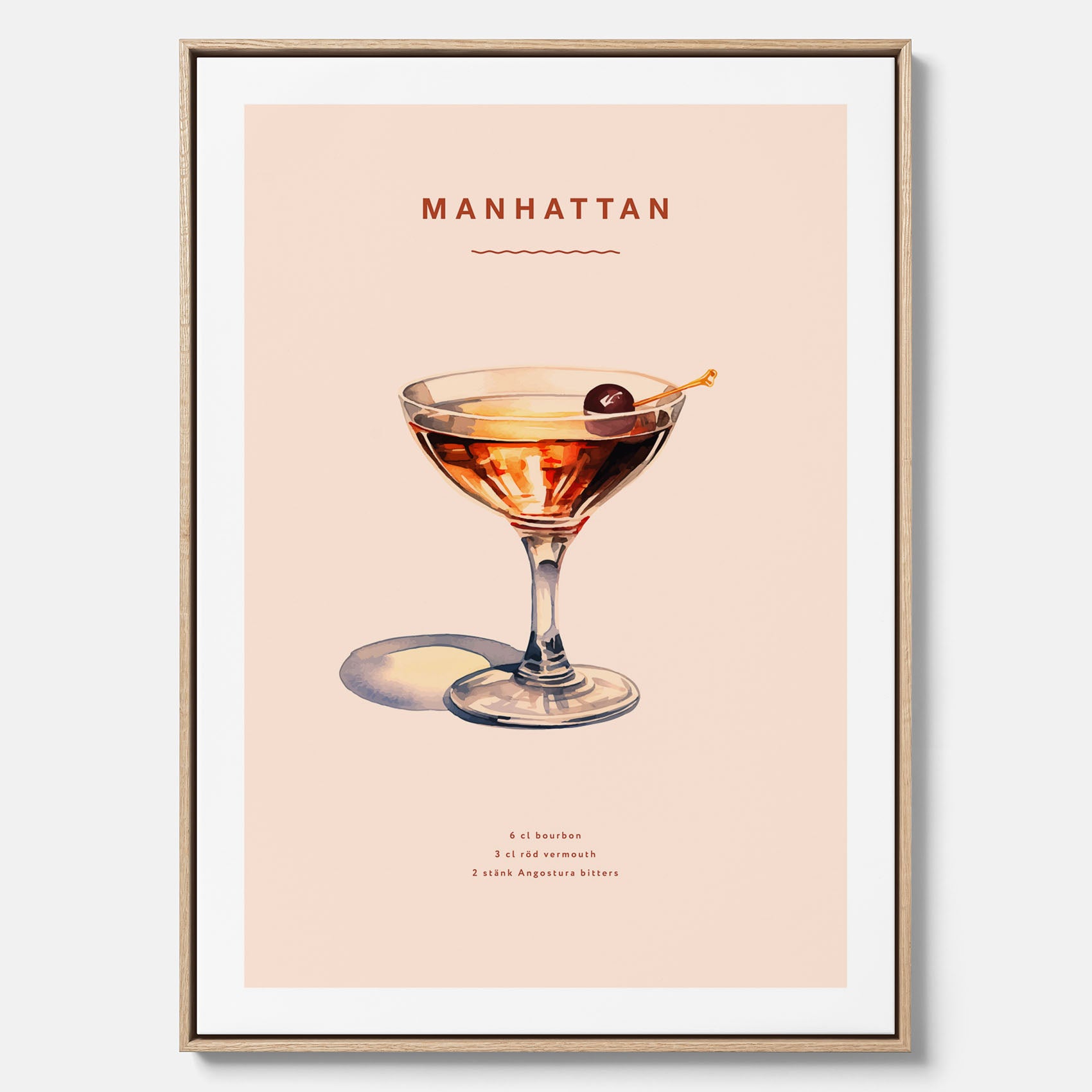 Canvastavla med en Manhattan-drink - Cocktailposter