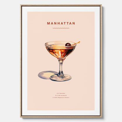 Canvastavla med en Manhattan-drink - Cocktailposter
