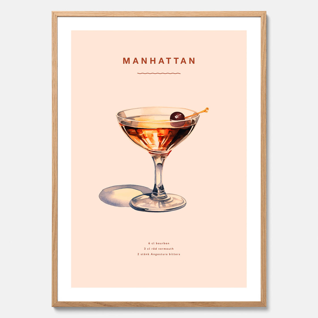 Tavla med en Manhattan-drink - Cocktailposter