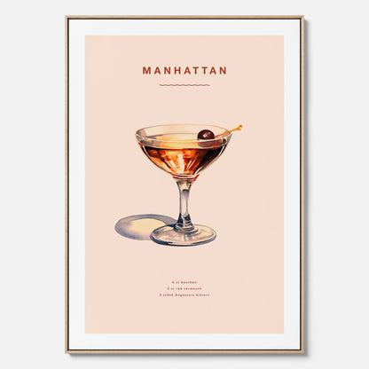 Canvastavla med en Manhattan-drink - Cocktailposter