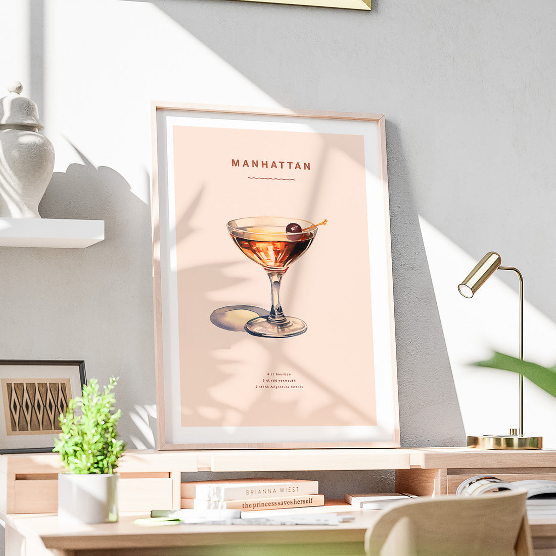 Tavla med en Manhattan-drink - Cocktailposter