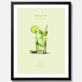 Tavla med en Mojito Drink Poster – Affisch med drink, drinkposter med cocktail, Mojito recept poster