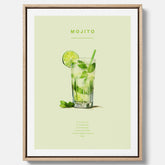 Canvastavla med en Mojito Drink Poster – Affisch med drink, drinkposter med cocktail, Mojito recept poster