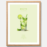 Tavla med en Mojito Drink Poster – Affisch med drink, drinkposter med cocktail, Mojito recept poster
