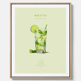 Canvastavla med en Mojito Drink Poster – Affisch med drink, drinkposter med cocktail, Mojito recept poster