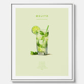 Canvastavla med en Mojito Drink Poster – Affisch med drink, drinkposter med cocktail, Mojito recept poster