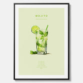 Canvastavla med en Mojito Drink Poster – Affisch med drink, drinkposter med cocktail, Mojito recept poster